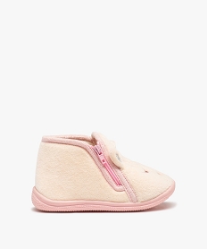 GEMO Chaussons bébé fille bottillons zippés avec oreilles en relief Beige