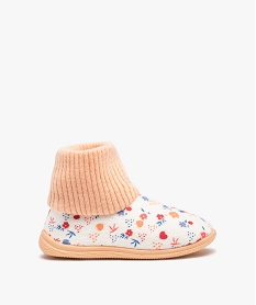 GEMO Chaussons bébé fille en velours imprimé et col chaussette Rose