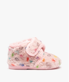 GEMO Chaussons fille bottillons en textile peluche imprimé cours Rose