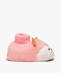 chaussons fille peluche petit animal a col chaussette roseI229301_2