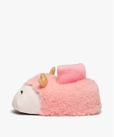 chaussons fille peluche petit animal a col chaussette roseI229301_3