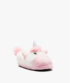 GEMO Chaussons fille 3D licorne en textile peluche Blanc