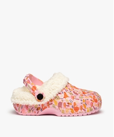 GEMO Chaussons fille sabots souples imprimés doublés sherpa Rose