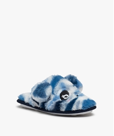 GEMO Chaussons fille mules plates en volume panda Bleu