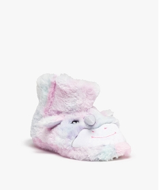 GEMO Chaussons boots doux en forme de licorne fille Rose