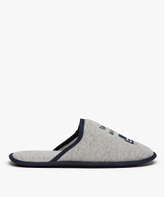 GEMO Chaussons homme mules brodées Sportif de salon Gris