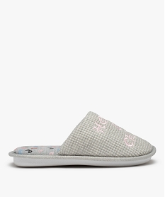 GEMO Chaussons femme mules plates brodées Home & Chill gris standard