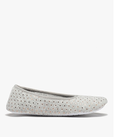 GEMO Chaussons femme ballerines en velours à pois métallisés Gris