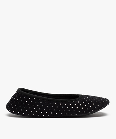 chaussons femme ballerines en velours a pois metallises noirI240701_1