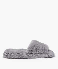 GEMO Chaussons mules unies en textile peluche femme gris standard