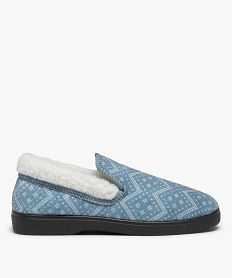 GEMO Pantoufles femme à doublure fourrée en sherpa bleu standard