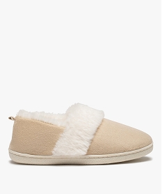 GEMO Chaussons femme fourrés dessus en suédine unie beige standard