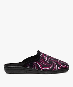 GEMO Pantoufles femme mules confort en velours ras imprimé Violet