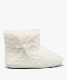 GEMO Chaussons femme en forme de boots fourrées unies blanc standard