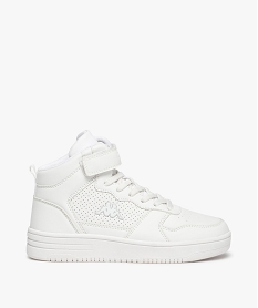 GEMO Baskets garçon mid-cut unies à lacets et scratch - Kappa Blanc