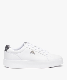 GEMO Baskets femme unies à contrefort pailleté - Kappa blanc chine