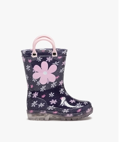 bottes de pluie bebe fille a anses et semelle lumineuse motif fleuri bleuI257401_1