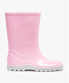 GEMO Bottes de pluie fille unies à semelle crantée contrastante Rose