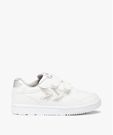GEMO Baskets fille unies à scratch et détails métallisés – Hummel Camden blanc chine