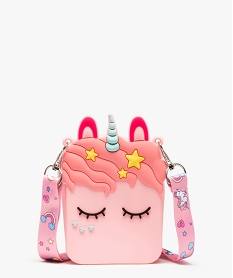 GEMO Sac pochette motif licorne avec bandoulière amovible fille Multicolore