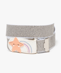 GEMO Ceinture fille élastique pailletée avec boucle scratch étoile Gris