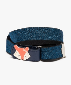 GEMO Ceinture fille élastique pailletée avec motif renard Bleu