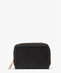 GEMO Porte-monnaie femme à paillettes fermeture zippée Noir