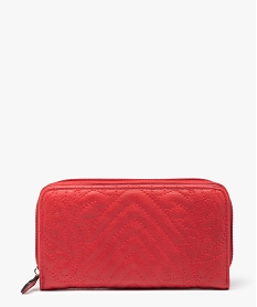 GEMO Portefeuille femme multirangement à motif brodé Rouge