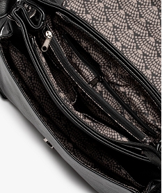 sac femme forme besace avec details zippes et fleurs en relief noirI274601_3