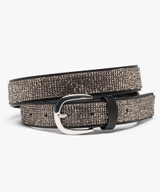 GEMO Ceinture femme brillante à strass Gris