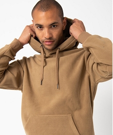 GEMO Sweat homme à capuche en maille polaire Beige