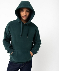 GEMO Sweat homme à capuche en maille polaire Vert