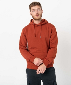 GEMO Sweat homme molletonné à capuche Orange