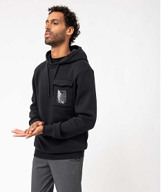 GEMO Sweat homme à capuche avec motif dos - Attack on Titan noir standard