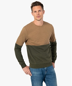 GEMO Sweat homme bicolore kaki standard