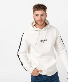 GEMO Sweat homme à capuche avec inscriptions Blanc