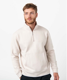 GEMO Sweat homme à col camionneur zippé Beige