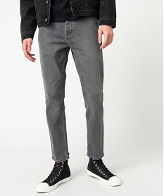 GEMO Jean homme coupe Tapered 5 poches Gris