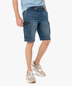 bermuda en jean homme coupe cargo delave eco-concu gris shorts en jeanI284601_1