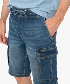bermuda en jean homme coupe cargo delave eco-concu gris shorts en jeanI284601_2