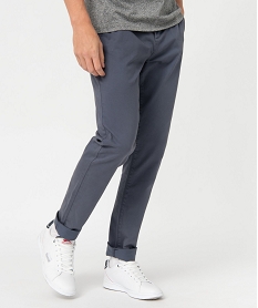 GEMO Pantalon chino en coton stretch coupe Slim homme Gris
