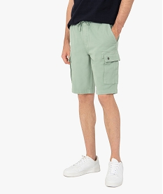 GEMO Bermuda homme coupe cargo au coloris unique Vert