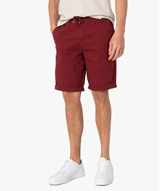 bermuda homme coupe chino en toile de coton stretch unie rougeI287001_1