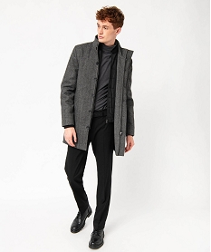 GEMO Manteau homme court avec col intérieur amovible Noir