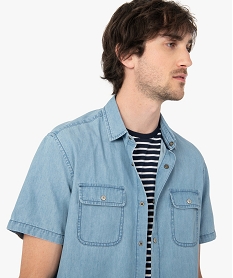 chemise homme a manches courtes en chambray grisI289101_2