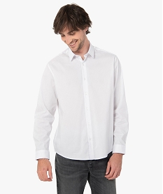 chemise homme a manches longues coupe regular en coton stretch blancI290301_1