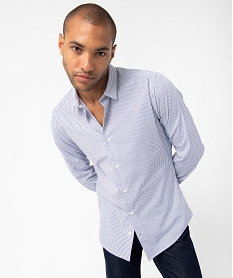 chemise homme rayee a manches longues coupe slim bleuI291001_1