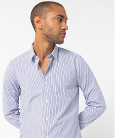 chemise homme rayee a manches longues coupe slim bleuI291001_2