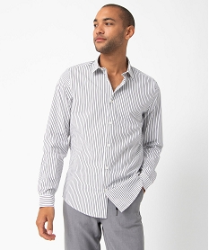 chemise homme rayee a manches longues coupe slim grisI291101_1