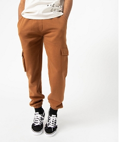 GEMO Pantalon de jogging homme avec larges poches à rabat marron standard